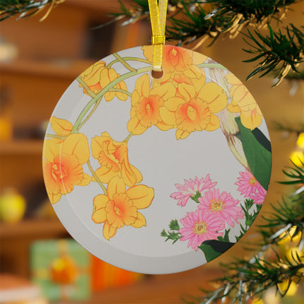 Golden Bow Orchid by Tanigami Kônan Glass Ornaments (1-5-10-25-50 pieces)