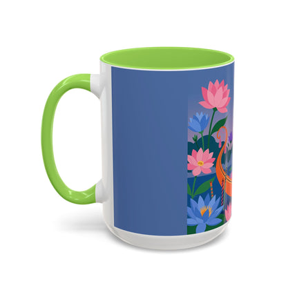 The Lady Of The Lotus Voyage Colorful Mugs – Art Deco Botanical Elegance