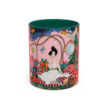 🎀🎄 Christmas Morning In The Rose Parlor Colorful Mug – Art Deco Holiday Fantasy