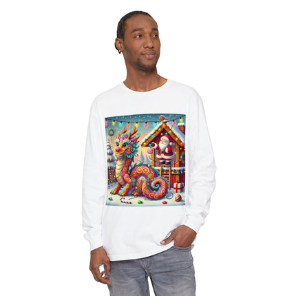 Playful Dragon's Christmas Unisex Garment-dyed Long Sleeve T-Shirt