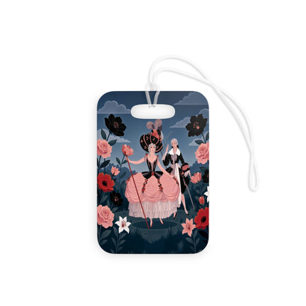 🌹🎭 The Rose Masquerade Promenade Luggage Tag – Art Deco Floral Elegance