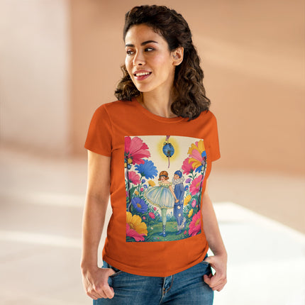 🌸🏮 The Lantern Garden Stroll Cotton Tee – Art Deco Floral Whimsy