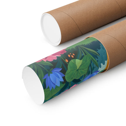 🪷✨ The Lady Of The Golden Lotus Stroll Matte Vertical Poster – Art Deco Floral Elegance