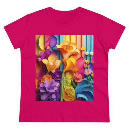 The Graceful Freesia Women's Midweight Cotton Tee