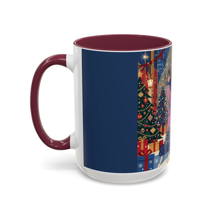 🎩🎄 Christmas Eve Promenade Colorful Mug – Art Deco Holiday Elegance