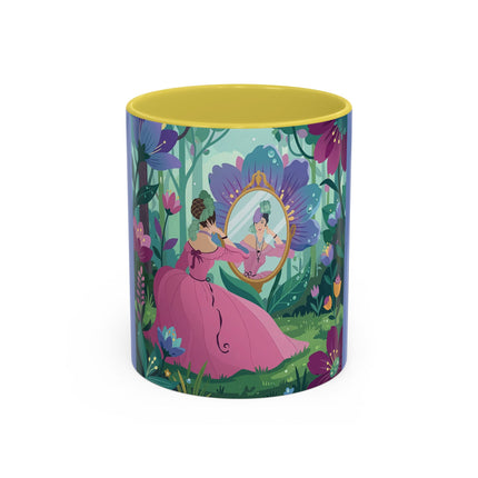 The Lady Of The Enchanted Mirror Colorful Mugs – Art Deco Botanical Elegance