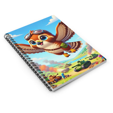 Red-Tailed Hawk in Battle Spiral Notebook - Ruled Line