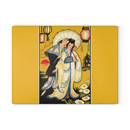 Golden Embrace Glass Cutting Board