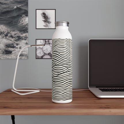 Wave Pattern on White Slim Water Bottle