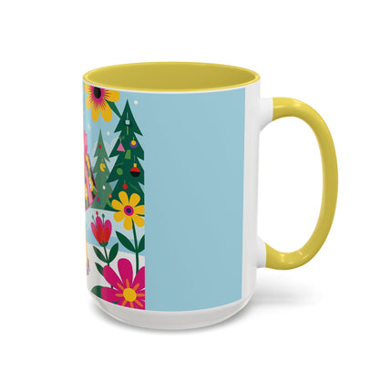 🌸🎄 Christmas In The Winter Garden Colorful Mug – Whimsical Holiday Fantasy