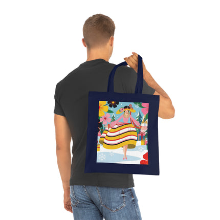🎄🌸 The Christmas Blossom Belle Cotton Tote Bag – Art Deco Holiday Whimsy