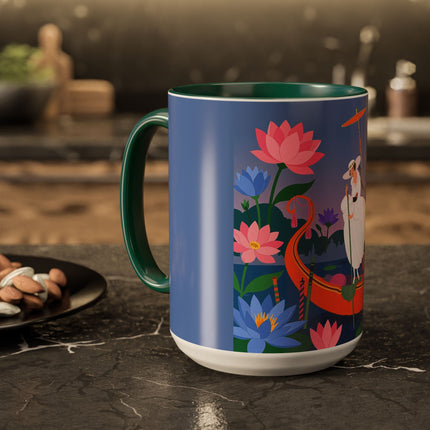 The Lady Of The Lotus Voyage Colorful Mugs – Art Deco Botanical Elegance