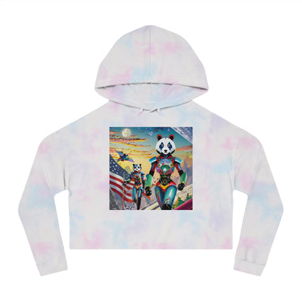 Cyber Punk Robots Cropped Hooded Sweatshirt