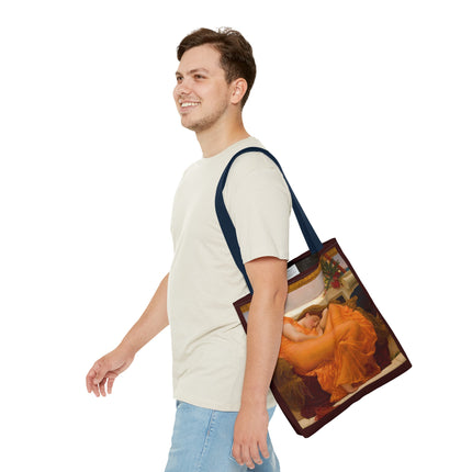 Flaming June by Frederic Leighton Tote Bag (AOP)