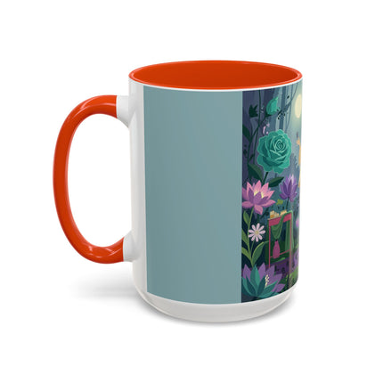 The Lady Of The Moonlit Garden Colorful Mugs – Art Deco Botanical Serenity