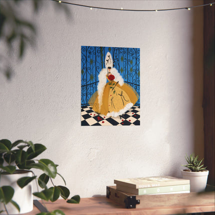 🎭🌹 The Lady Of The Masquerade Rose Matte Vertical Poster – Art Deco Fashion Whimsy