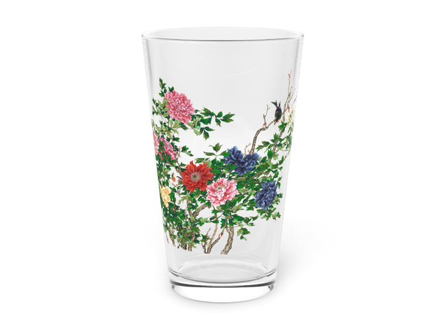 Peonies and Birds by Okamoto Shuki Glass, 16oz
