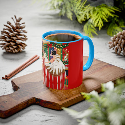 🎄💃 The Christmas Mirror Duet Colorful Mug – Art Deco Holiday Elegance