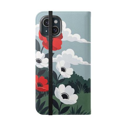 🌺🎩 The Ladies Of The Scarlet Garden Flip Case – Art Deco Floral Adventure
