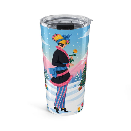 🌹🎄 The Lady Of The Christmas Rose Garden Tumbler – Art Deco Holiday Elegance
