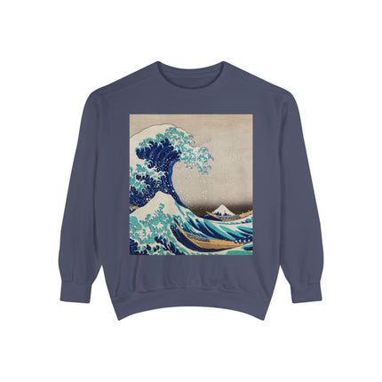 The Great Wave off Kanagawa by Katsushika Hokusai Garment-Dyed Sweatshirt