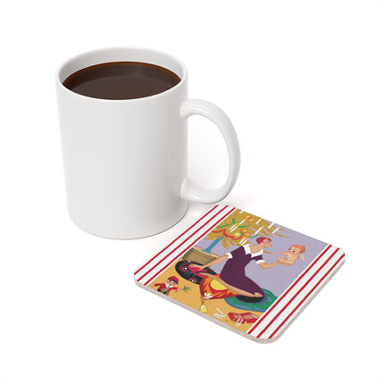 Art Deco Christmas Cork Back Coaster