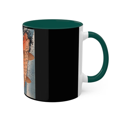 Carp Swimming up a Waterfall by Yashima Gakutei Colorful Mugs, 11oz