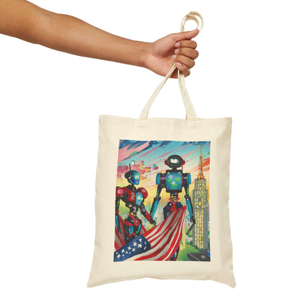 High Fashion Cyberpunk CIA Robots Cotton Canvas Tote Bag