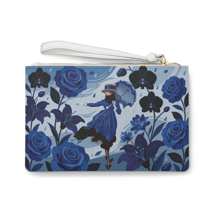 ☔💙 The Blue Rain Promenade Clutch Bag – Art Deco Floral Fashion