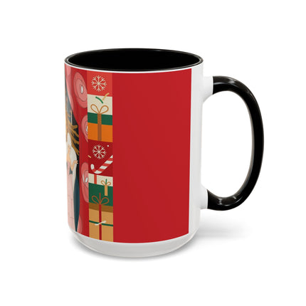 ❤️ The Lady Of The Candlelit Christmas Alcove Colorful Mug – Art Deco Holiday Elegance