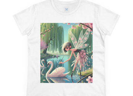A Fairy Painting a Swan Cotton Tee