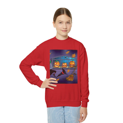 Whimsical Halloween Mischief Youth Crewneck Sweatshirt