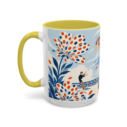 🌼🧡 The Polka Dot Wind Dancer Colorful Mug – Art Deco Fashion Whimsy