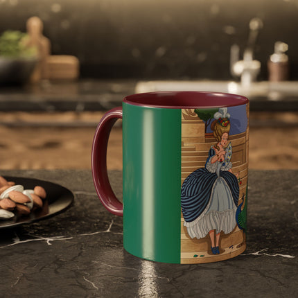 The Peacock's Admiration Colorful Mug (11oz, 15oz) – Rococo Elegance, Peacock Beauty & Garden Charm