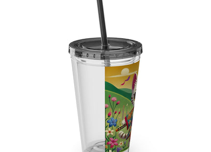 Samurai Kitten Sunsplash Tumbler with Straw, 16oz