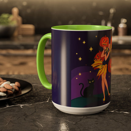 🎃🕯️ Moonlit Pumpkin Masquerade Colorful Mug – Whimsical Halloween Charm