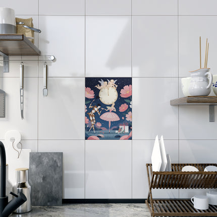🕛🌸 Midnight Waltz Before Christmas Ceramic Tile – Art Deco Christmas Eve Fantasy