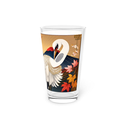 Crane at an Autumn Vineyard Glass, 16oz