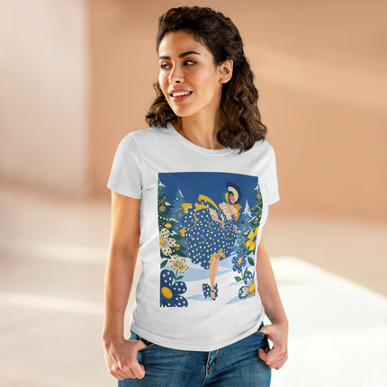 ❄️💙 The Bluebell Christmas Promenade Cotton Tee – Art Deco Holiday Elegance