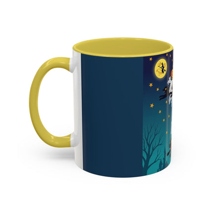 🐈‍⬛🎃 The Flying Black Cats Of Halloween Colorful Mug – Whimsical Storybook Charm