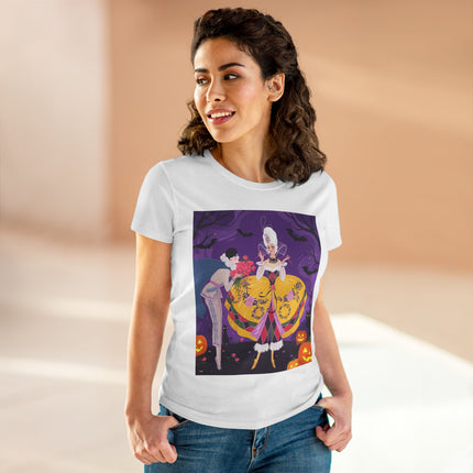 🎭🌹 The Harlequin Rose Masquerade Cotton Tee – Theatrical Halloween Romance