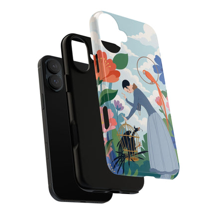 🦜🌺 The Lady Of The Garden Aviary Phone Case – Art Deco Floral Whimsy