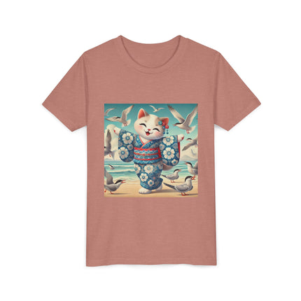 Geisha Kitten by the Seaside Youth Short Sleeve Tee