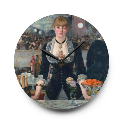 A Bar at the Folies-Bergère by Edouard Manet Acrylic Wall Clock, Round and Square