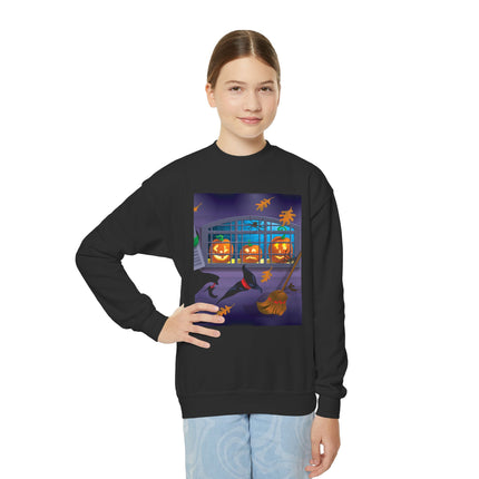 Whimsical Halloween Mischief Youth Crewneck Sweatshirt