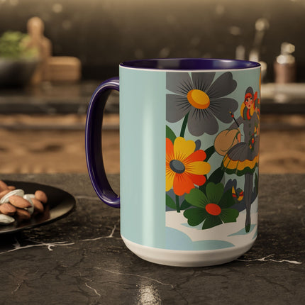 ❄️🌼 The Winter Flower Wanderer Colorful Mug – Colorful Art Deco Snow Fantasy