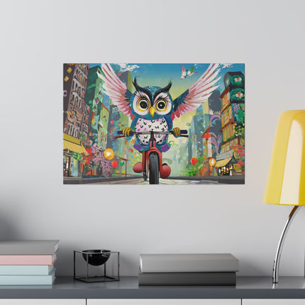 Cycling Owl Matte Canvas, Stretched, 0.75"