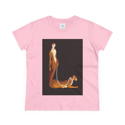 Leopard Queen Women's Midweight Cotton Tee – Exotic Glamour & Timeless Elegance