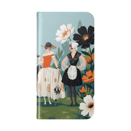 🌼🖤 The Ladies Of The Garden Promenade Flip Case – Art Deco Floral Fashion