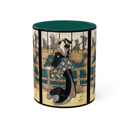 Japanese woman woodcut print by Kikukawa Eizan Colorful Mugs, 11oz